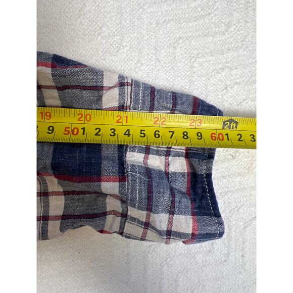 J.Crew Women’s Small Plaid Cotton Button Up Shirt Blue Red White - Picture 6 of 7